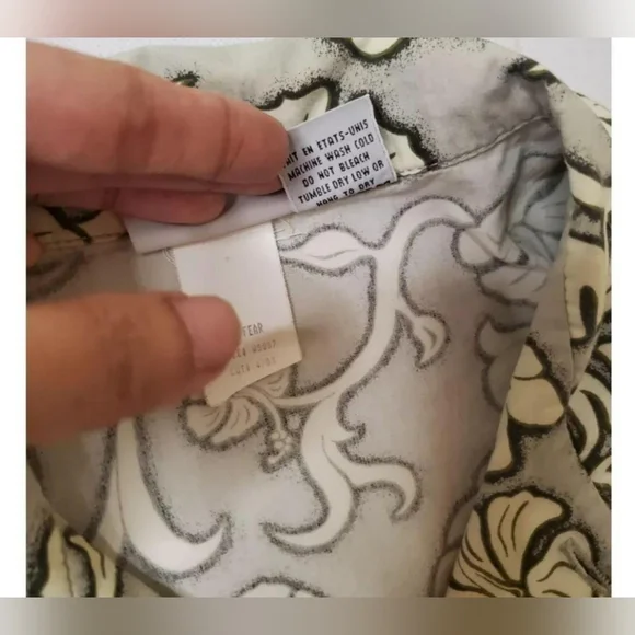 Vintage Button Down Shirt Mens Large White Hawaiian No Fear Made In USA Rare - Picture 3 of 7